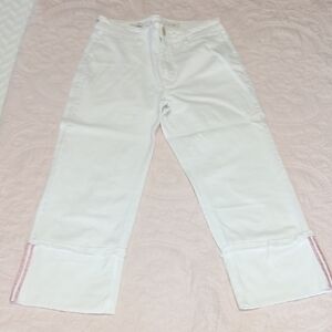 Pilcro and the Letterpress White Capri Pants with Red Stitching